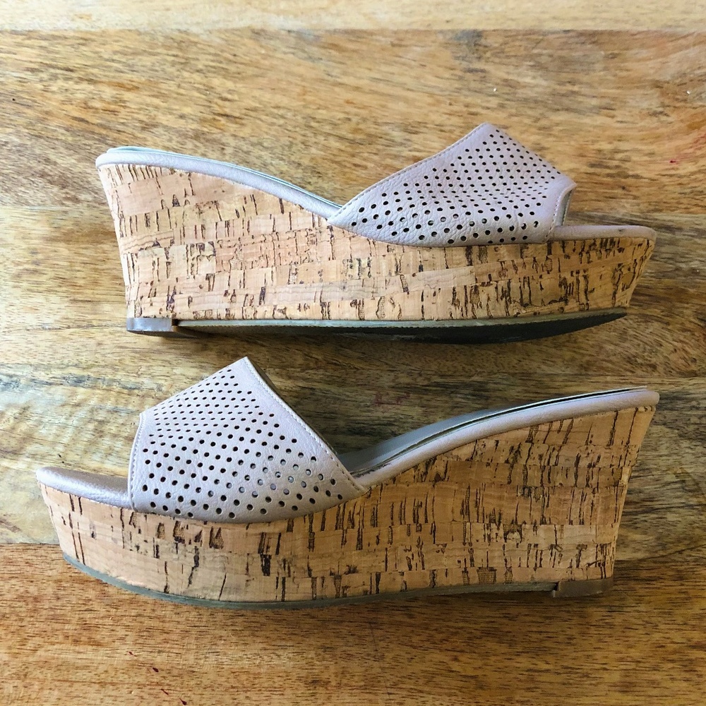 Woolworths Cork High Heel Mule Sandal Wedges Sz 9